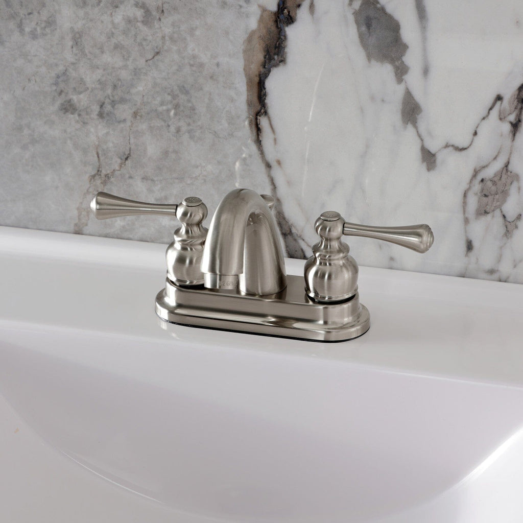 Vintage Double-Handle 3-Hole Deck Mount 4-Inch Centerset Bathroom Faucet with Pop-Up Drain