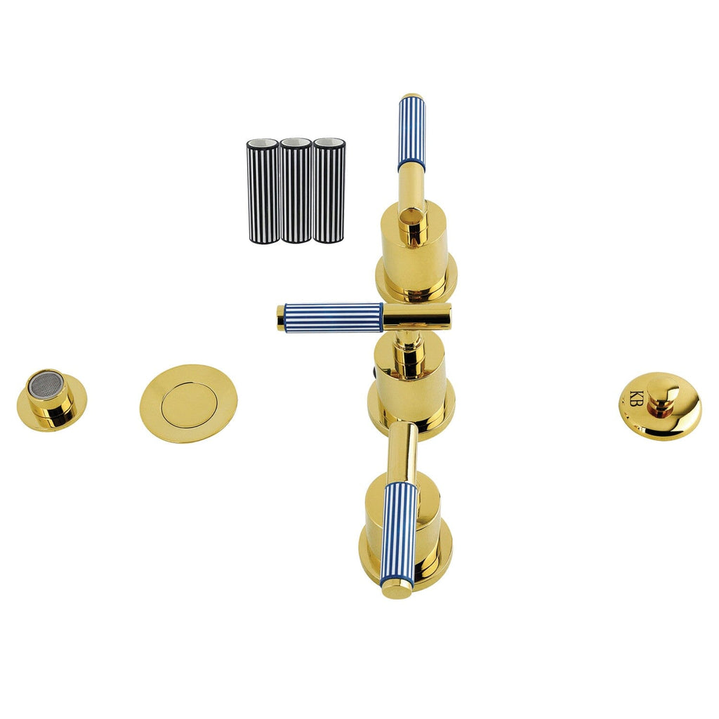 Verona Three-Handle Bidet Faucet with Knurled Handle and Brass Pop-Up