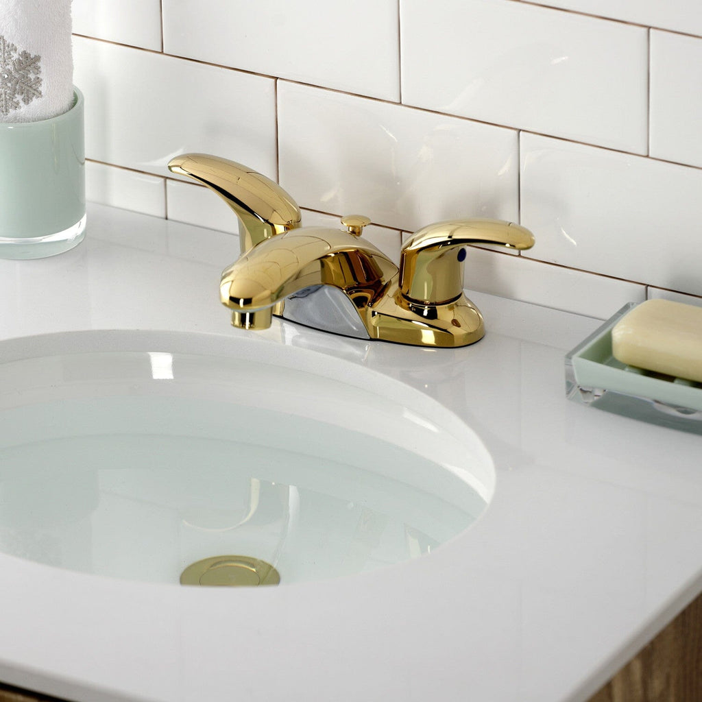 Legacy Double-Handle 3-Hole Deck Mount 4-Inch Centerset Bathroom Faucet with Pop-Up Drain