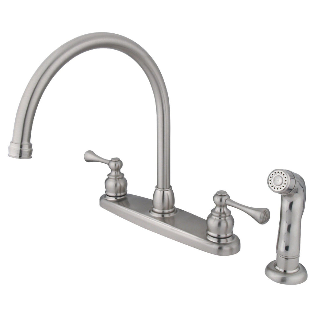 Vintage Two-Handle 4-Hole 8" Centerset Kitchen Faucet with Side Sprayer