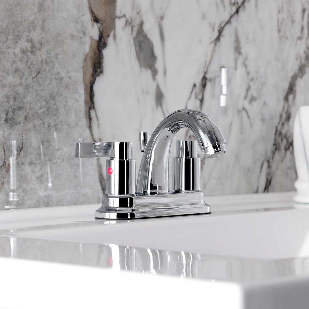 NuvoFusion Double-Handle 3-Hole Deck Mount 4-Inch Centerset Bathroom Faucet with Pop-Up Drain