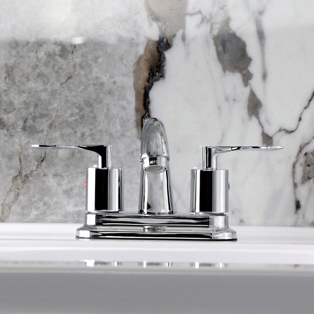 Serena Double-Handle 3-Hole Deck Mount 4-Inch Centerset Bathroom Faucet with Pop-Up Drain