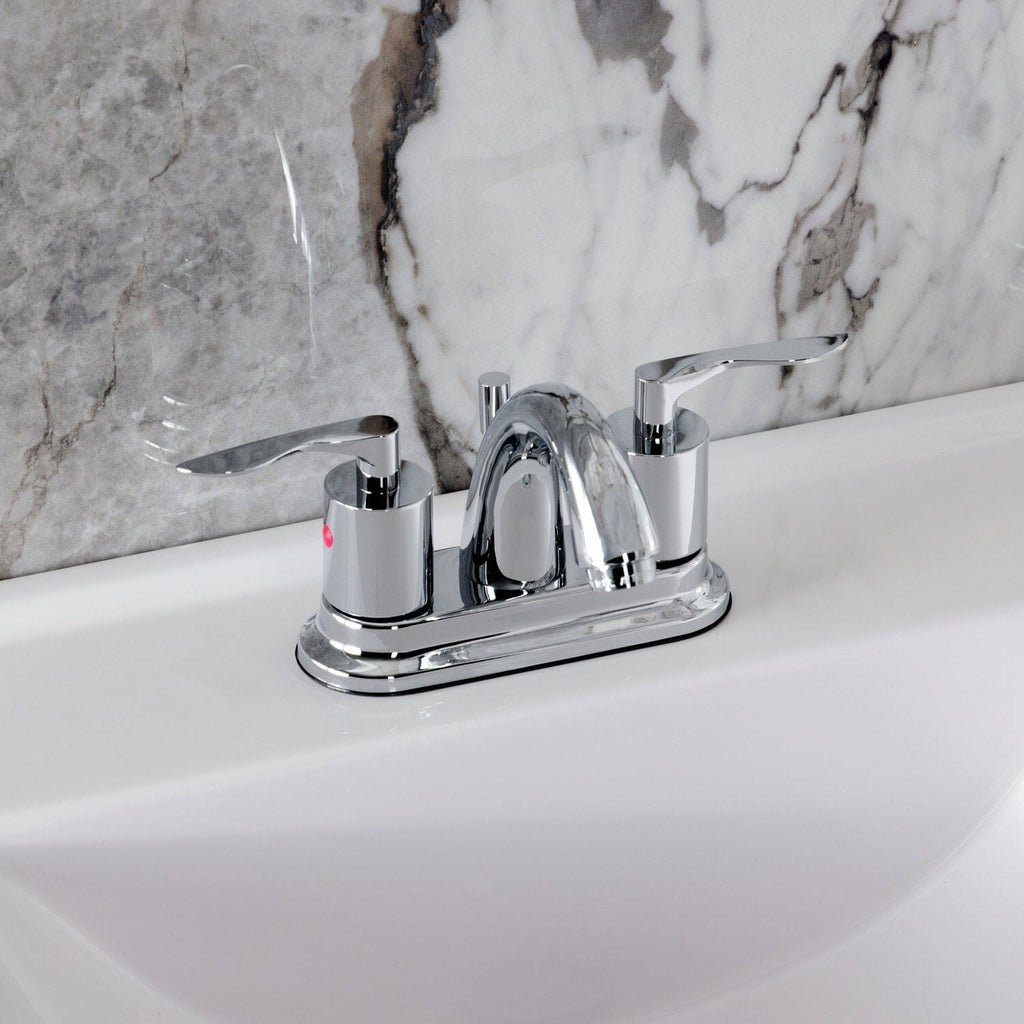 Serena Double-Handle 3-Hole Deck Mount 4-Inch Centerset Bathroom Faucet with Pop-Up Drain