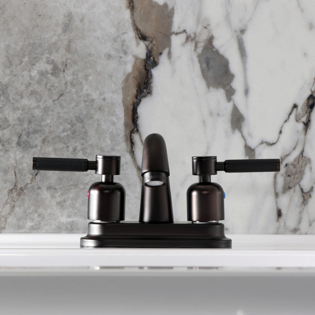 Kaiser Double-Handle 3-Hole Deck Mount 4-Inch Centerset Bathroom Faucet with Pop-Up Drain