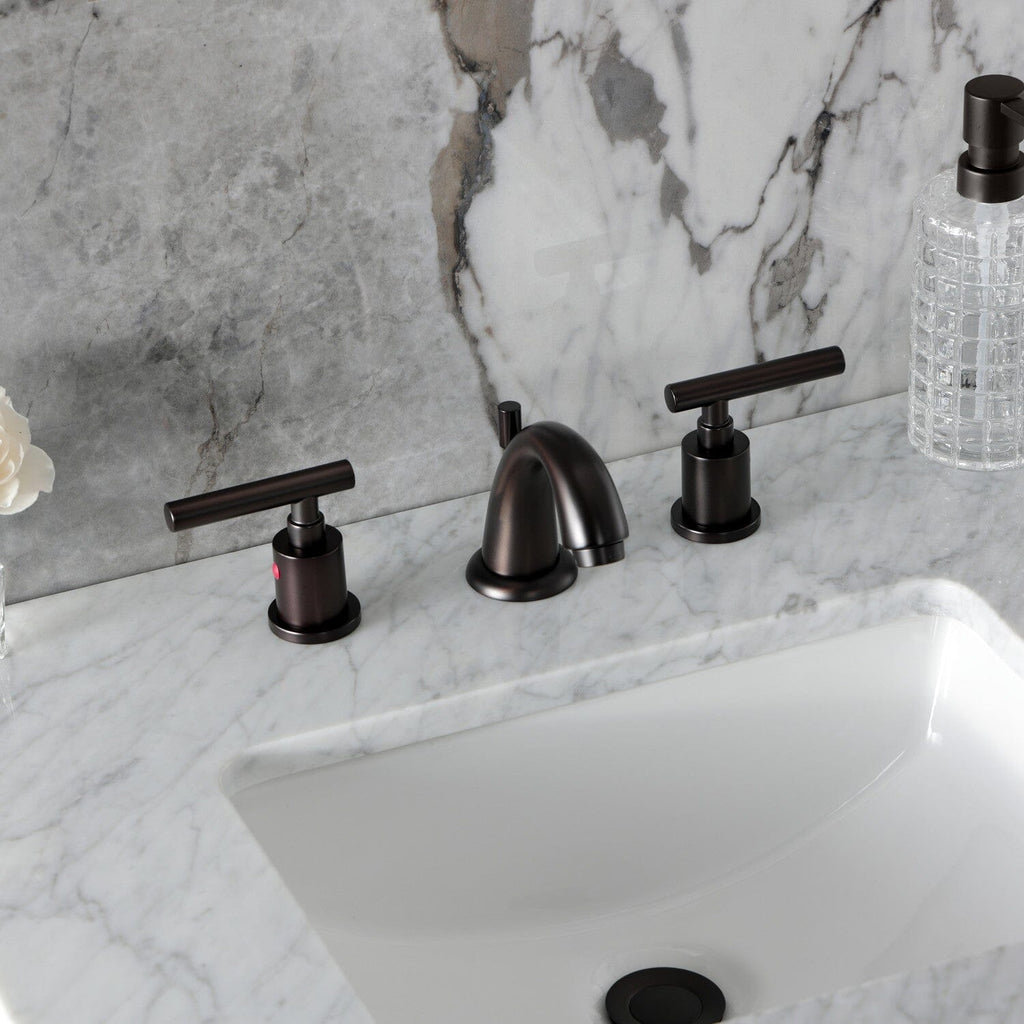 Manhattan Two-Handle 3-Hole Deck Mount Widespread Bathroom Faucet with Retail Pop-Up Drain