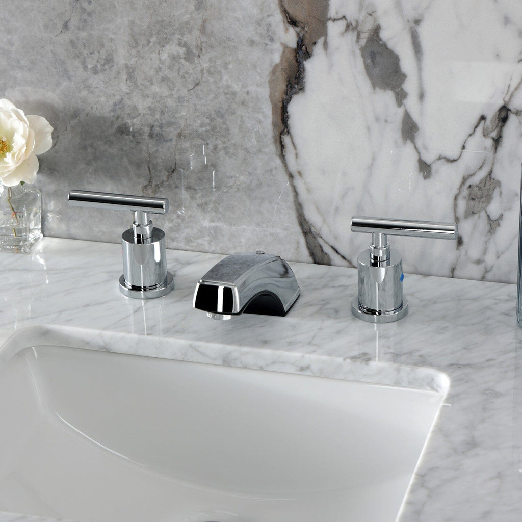 Manhattan Two-Handle 3-Hole Deck Mount Widespread Bathroom Faucet with Pop-Up Drain