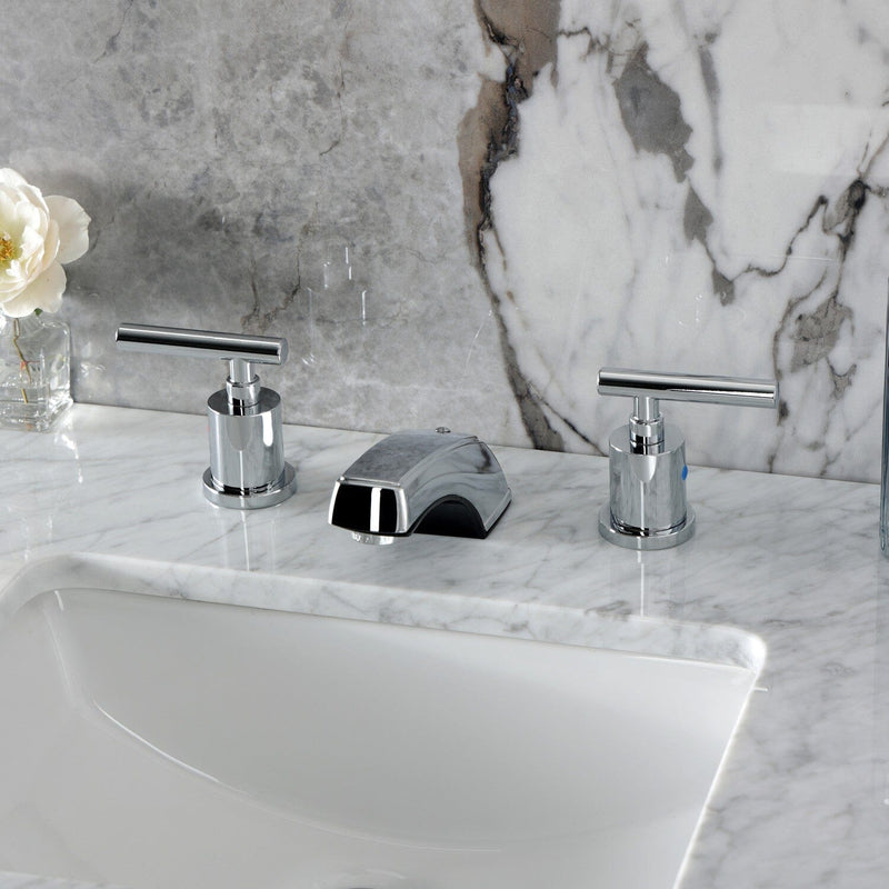 Manhattan Two-Handle 3-Hole Deck Mount Widespread Bathroom Faucet with Pop-Up Drain