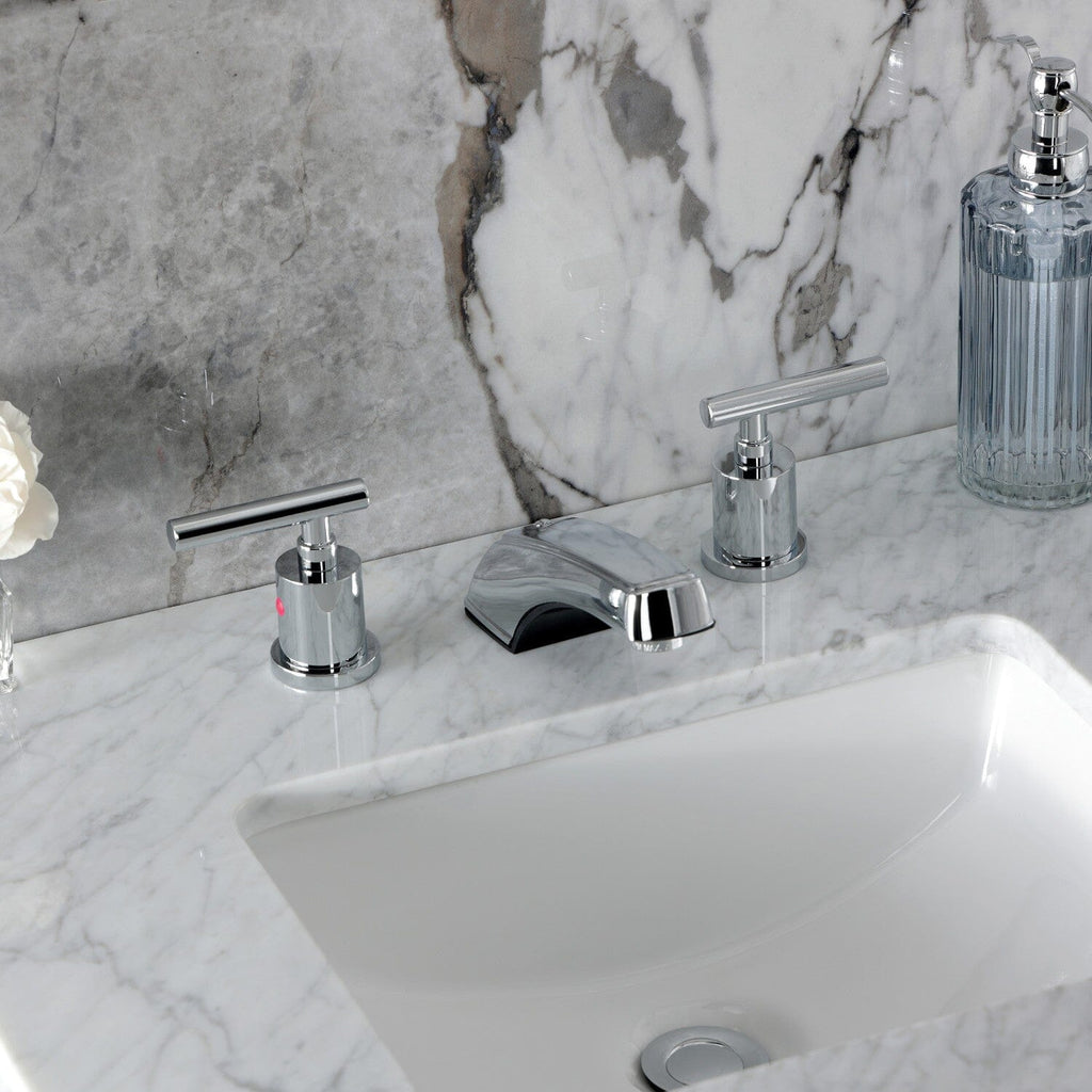 Manhattan Two-Handle 3-Hole Deck Mount Widespread Bathroom Faucet with Pop-Up Drain