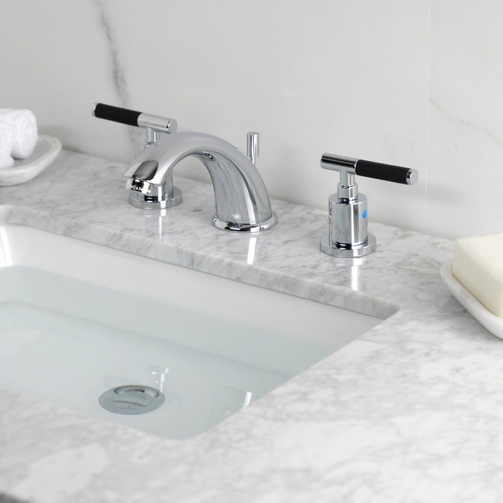 Kaiser Two-Handle 3-Hole Deck Mount Widespread Bathroom Faucet with Retail Pop-Up Drain