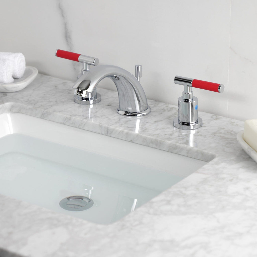 Kaiser Two-Handle 3-Hole Deck Mount Widespread Bathroom Faucet with Retail Pop-Up Drain