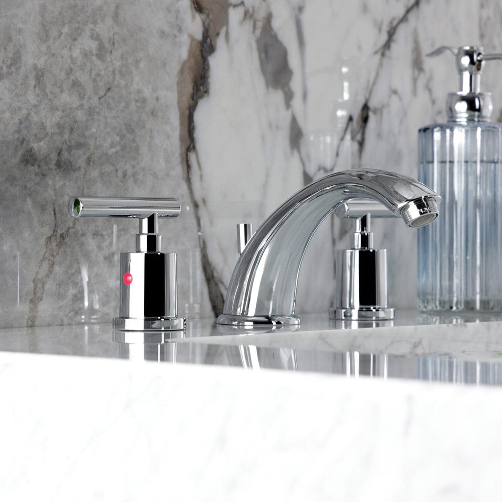 Manhattan Two-Handle 3-Hole Deck Mount Widespread Bathroom Faucet with Retail Pop-Up Drain