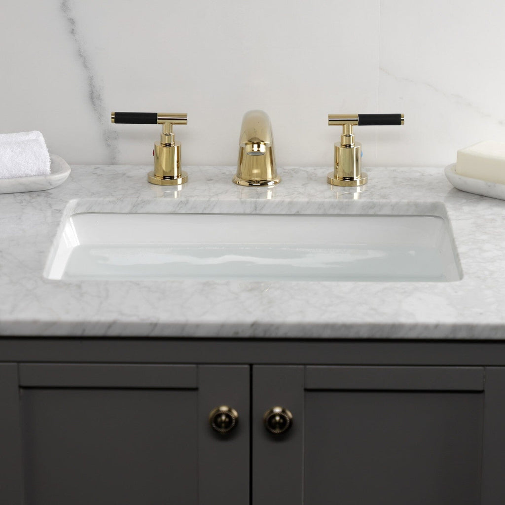 Kaiser Two-Handle 3-Hole Deck Mount Widespread Bathroom Faucet with Retail Pop-Up Drain