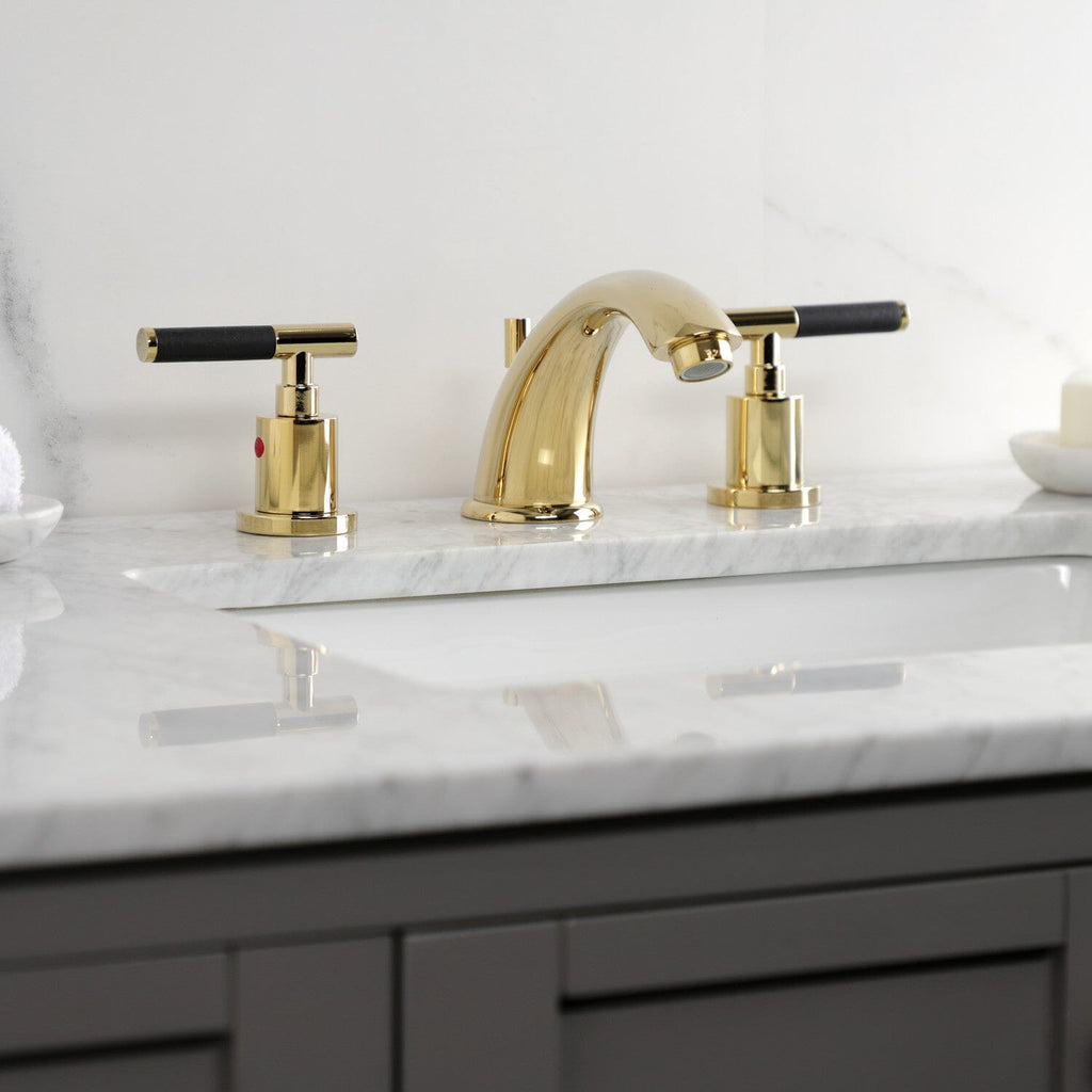 Kaiser Two-Handle 3-Hole Deck Mount Widespread Bathroom Faucet with Retail Pop-Up Drain