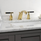 Kaiser Two-Handle 3-Hole Deck Mount Widespread Bathroom Faucet with Retail Pop-Up Drain