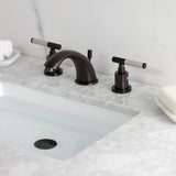 Kaiser Two-Handle 3-Hole Deck Mount Widespread Bathroom Faucet with Retail Pop-Up Drain
