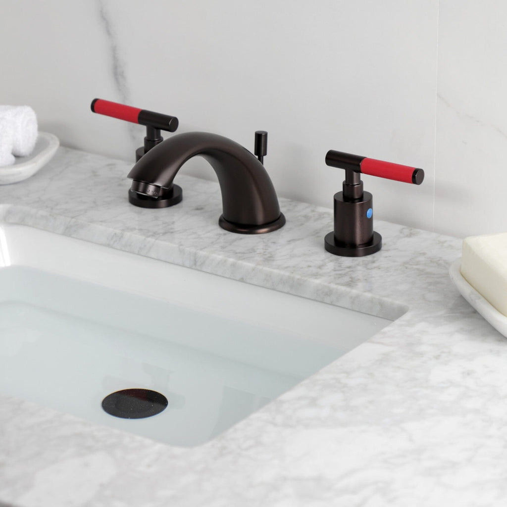 Kaiser Two-Handle 3-Hole Deck Mount Widespread Bathroom Faucet with Retail Pop-Up Drain