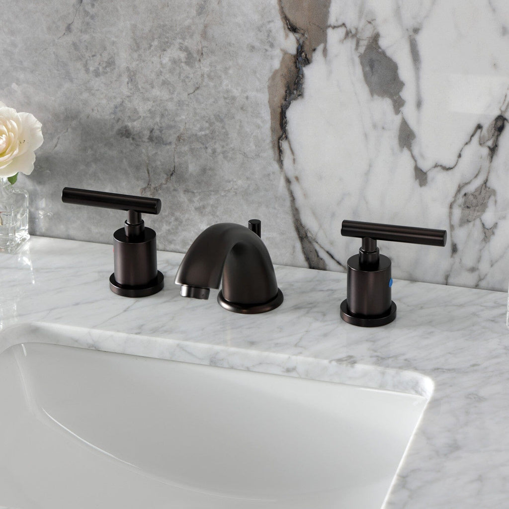Manhattan Two-Handle 3-Hole Deck Mount Widespread Bathroom Faucet with Retail Pop-Up Drain