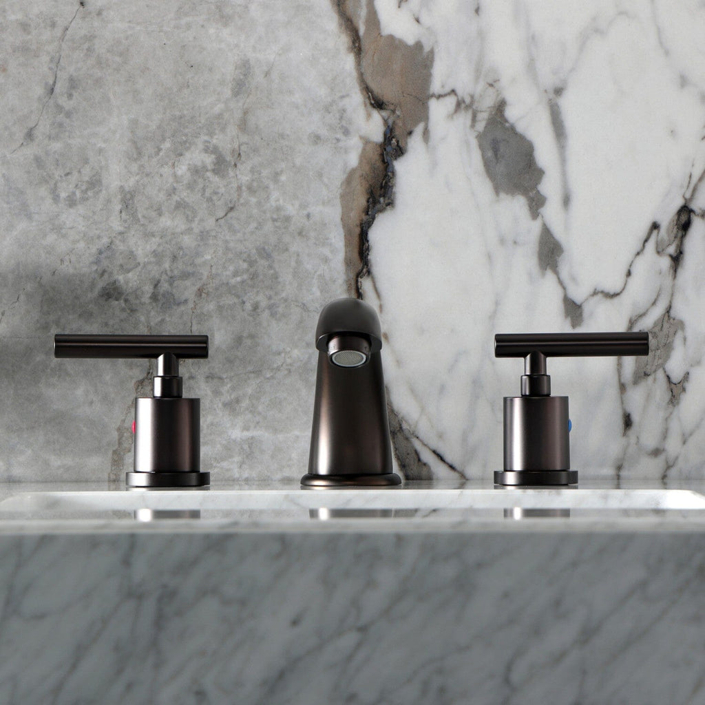 Manhattan Two-Handle 3-Hole Deck Mount Widespread Bathroom Faucet with Retail Pop-Up Drain