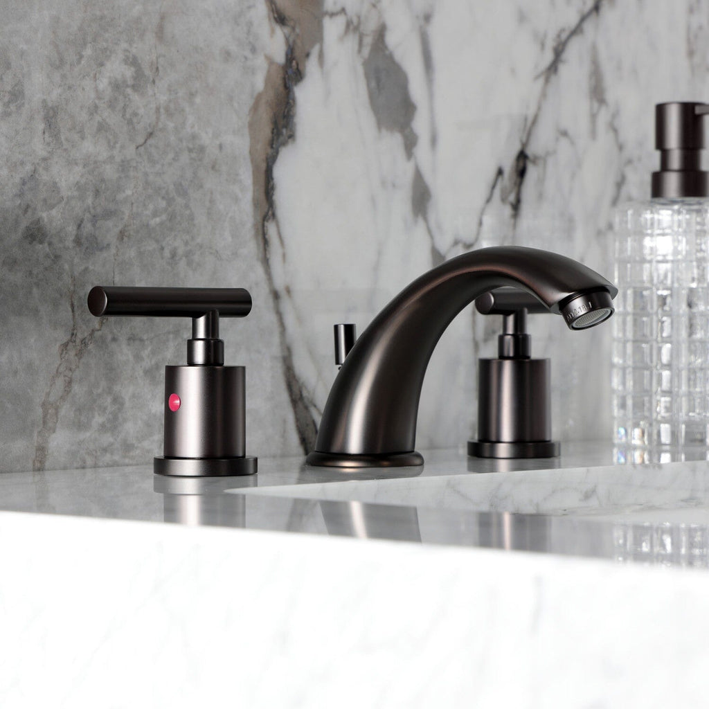Manhattan Two-Handle 3-Hole Deck Mount Widespread Bathroom Faucet with Retail Pop-Up Drain