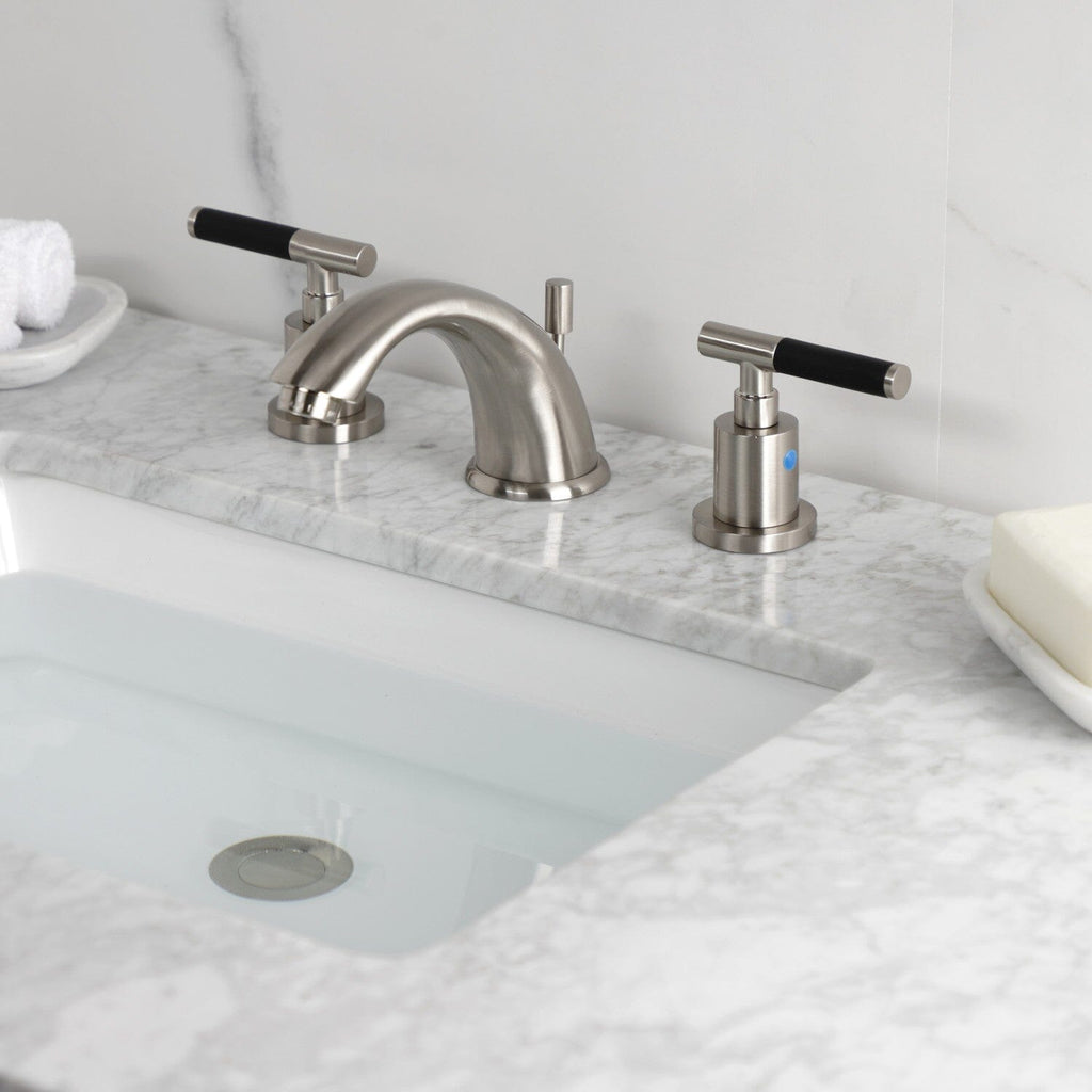 Kaiser Two-Handle 3-Hole Deck Mount Widespread Bathroom Faucet with Retail Pop-Up Drain