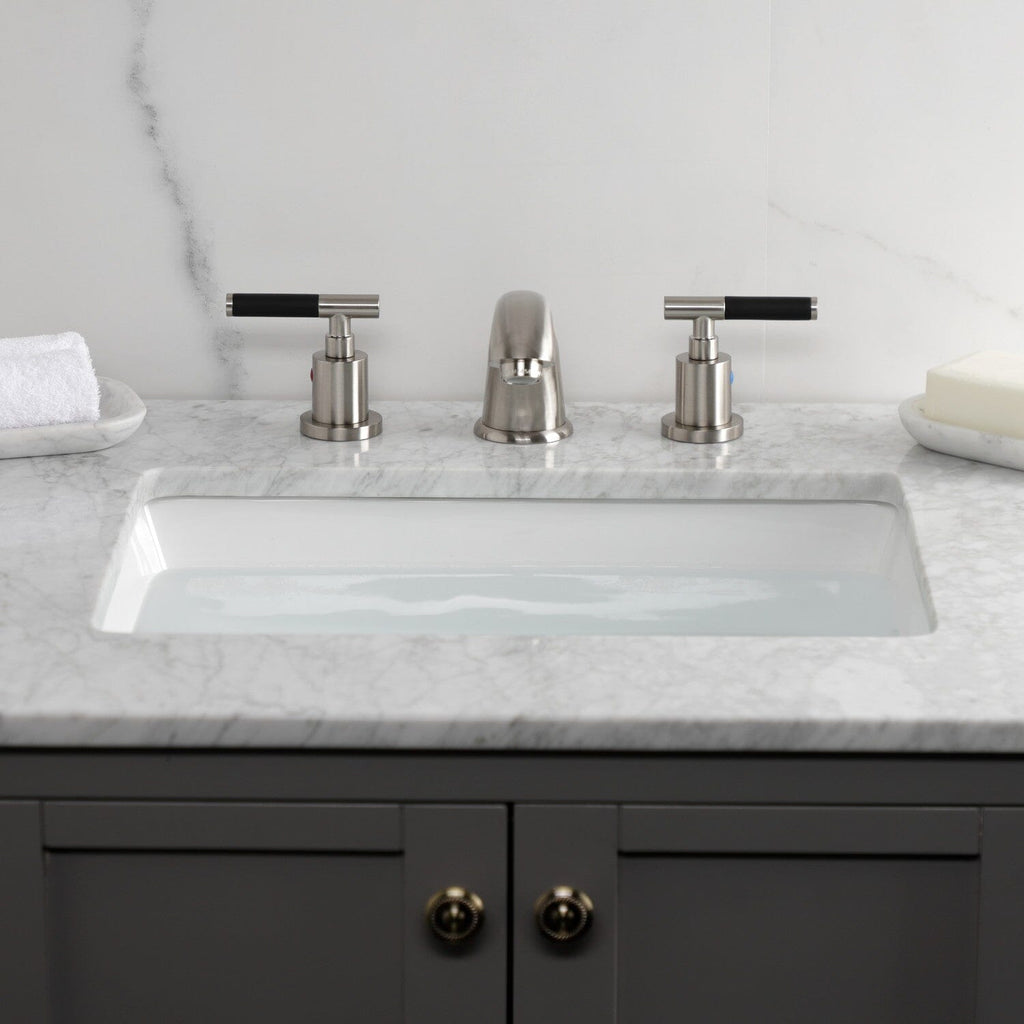 Kaiser Two-Handle 3-Hole Deck Mount Widespread Bathroom Faucet with Retail Pop-Up Drain