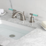Kaiser Two-Handle 3-Hole Deck Mount Widespread Bathroom Faucet with Retail Pop-Up Drain
