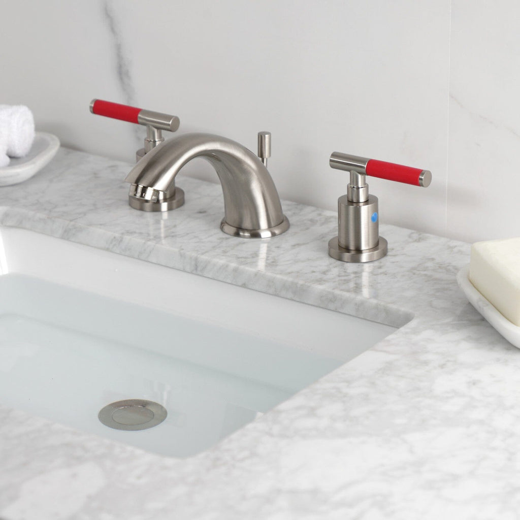 Kaiser Two-Handle 3-Hole Deck Mount Widespread Bathroom Faucet with Retail Pop-Up Drain