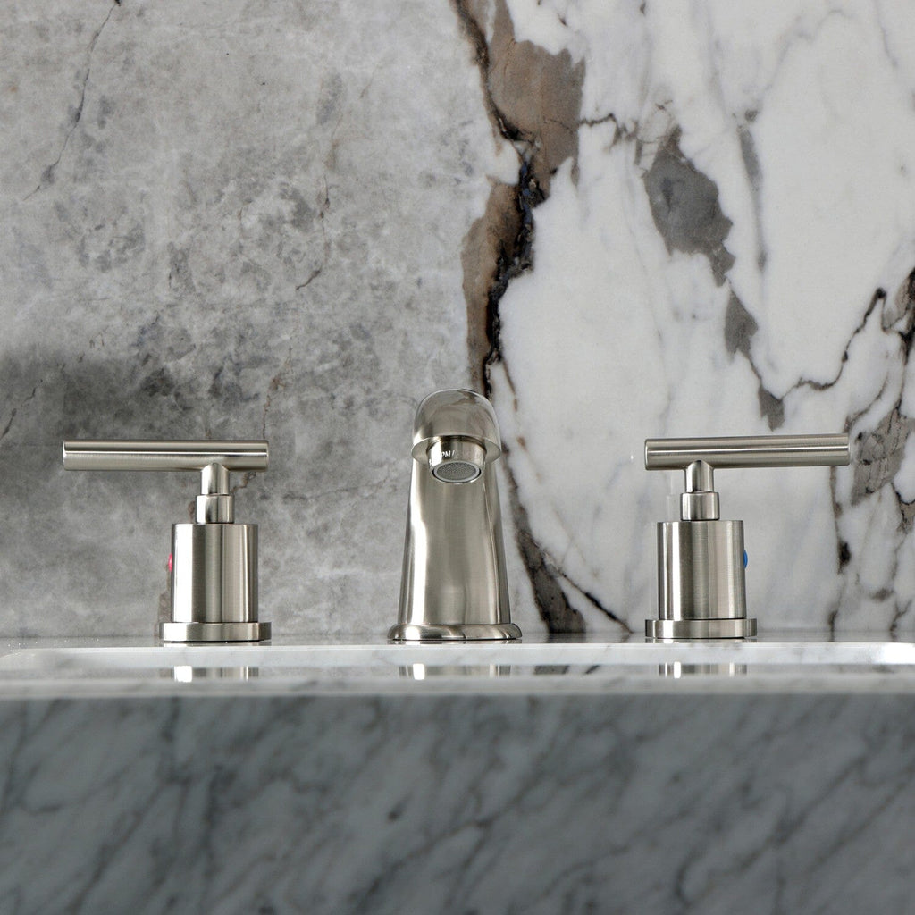 Manhattan Two-Handle 3-Hole Deck Mount Widespread Bathroom Faucet with Retail Pop-Up Drain