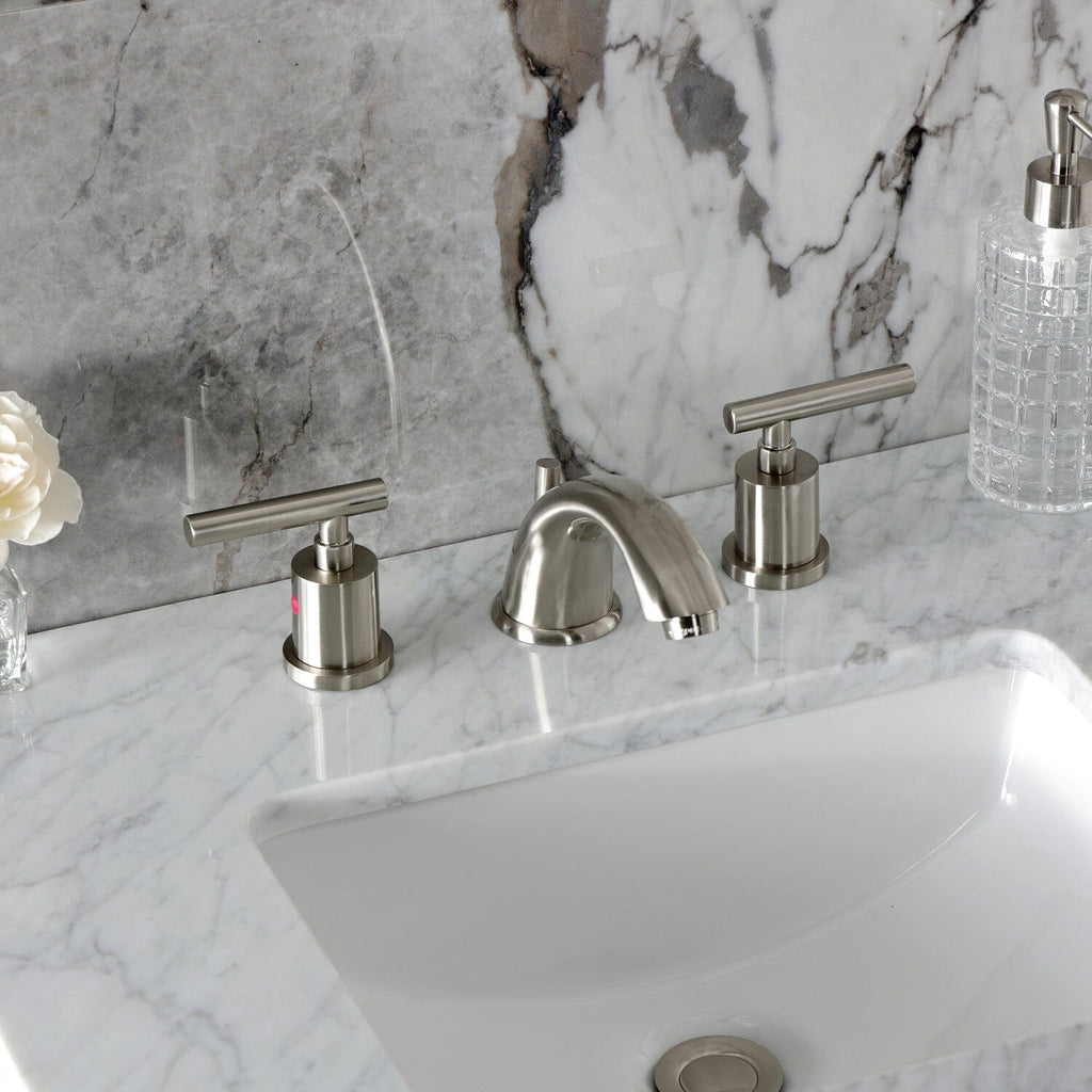 Manhattan Two-Handle 3-Hole Deck Mount Widespread Bathroom Faucet with Retail Pop-Up Drain