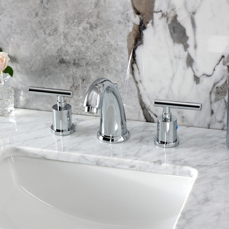 Manhattan Two-Handle 3-Hole Deck Mount Widespread Bathroom Faucet with Retail Pop-Up Drain