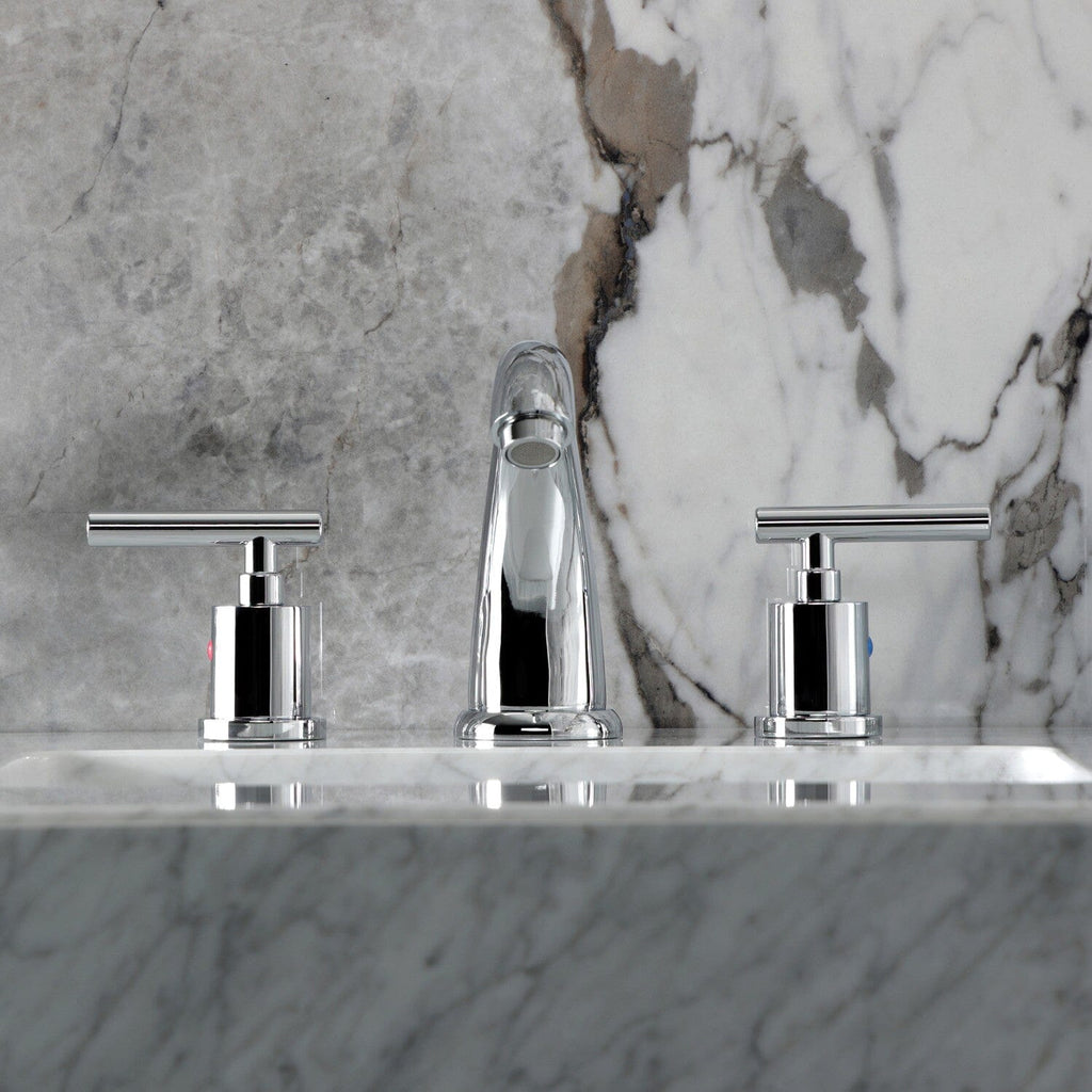 Manhattan Two-Handle 3-Hole Deck Mount Widespread Bathroom Faucet with Retail Pop-Up Drain