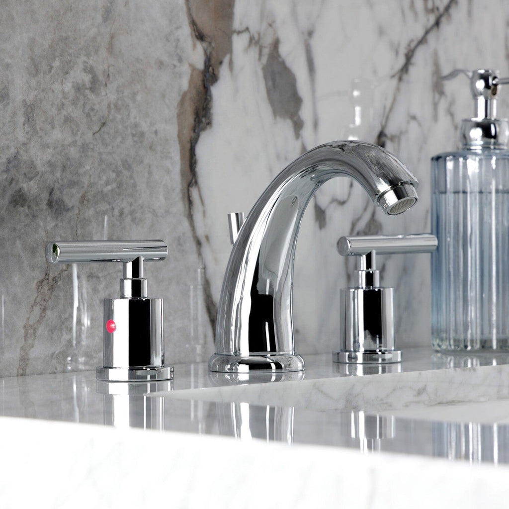 Manhattan Two-Handle 3-Hole Deck Mount Widespread Bathroom Faucet with Retail Pop-Up Drain