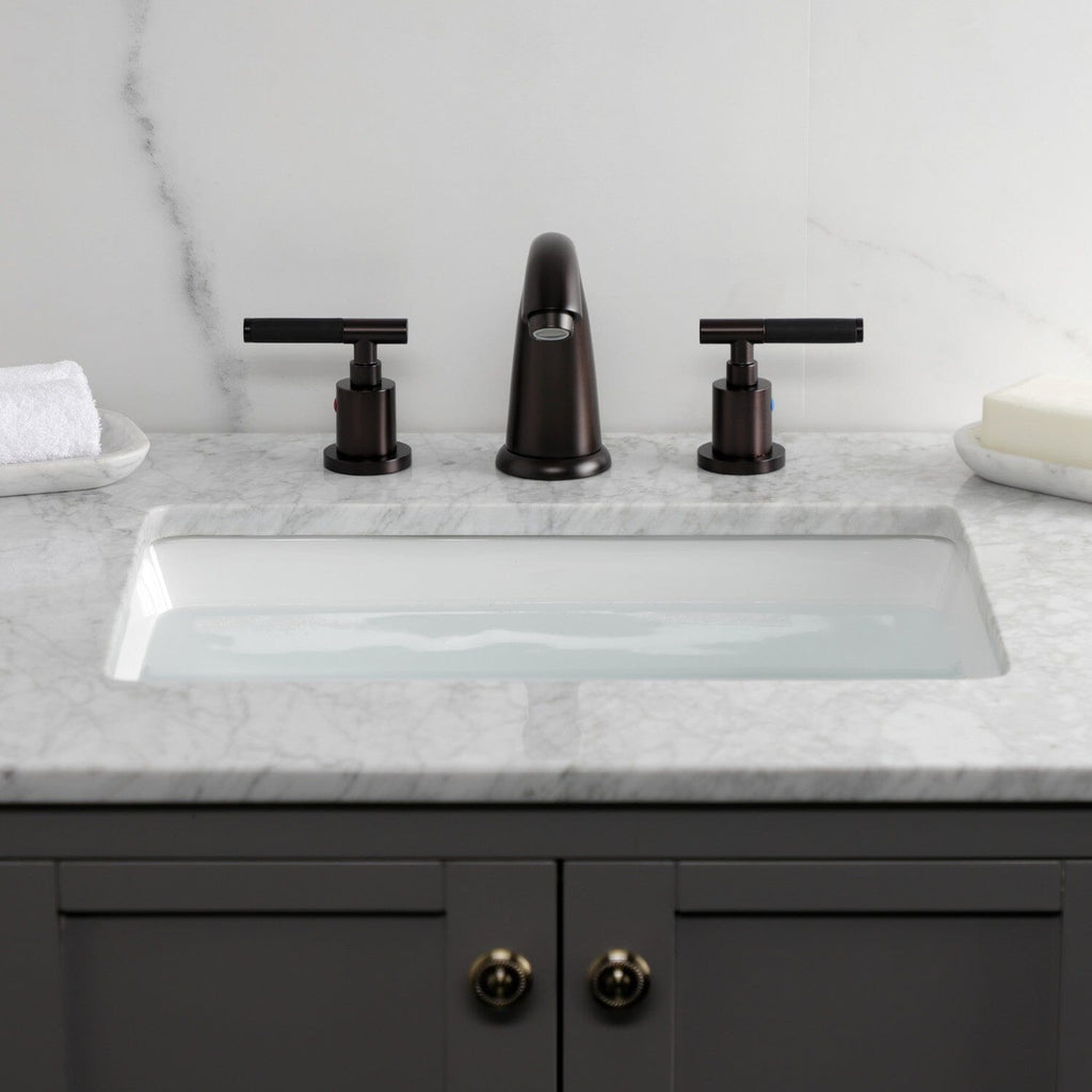 Kaiser Two-Handle 3-Hole Deck Mount Widespread Bathroom Faucet with Retail Pop-Up Drain