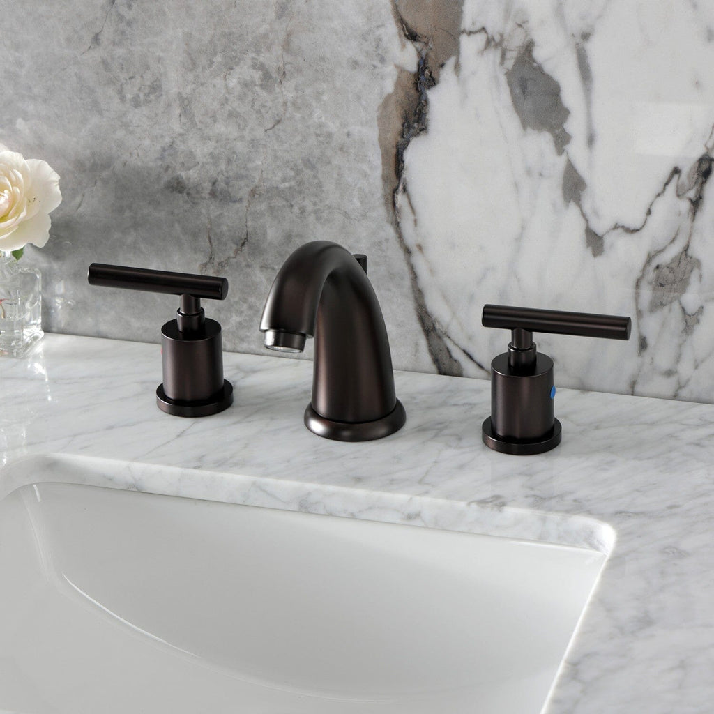 Manhattan Two-Handle 3-Hole Deck Mount Widespread Bathroom Faucet with Retail Pop-Up Drain