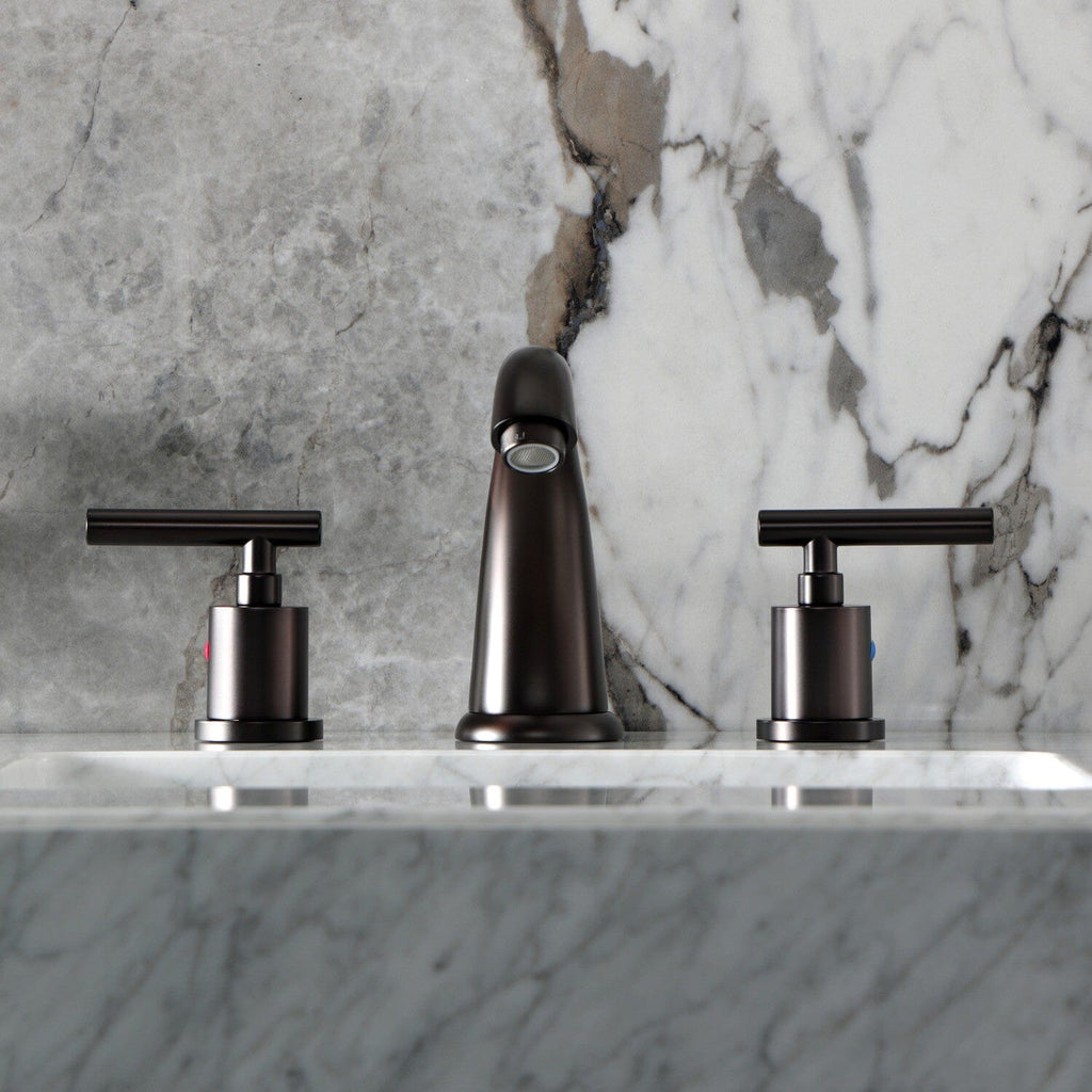 Manhattan Two-Handle 3-Hole Deck Mount Widespread Bathroom Faucet with Retail Pop-Up Drain