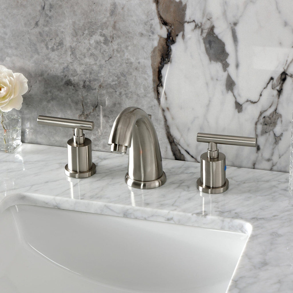 Manhattan Two-Handle 3-Hole Deck Mount Widespread Bathroom Faucet with Retail Pop-Up Drain