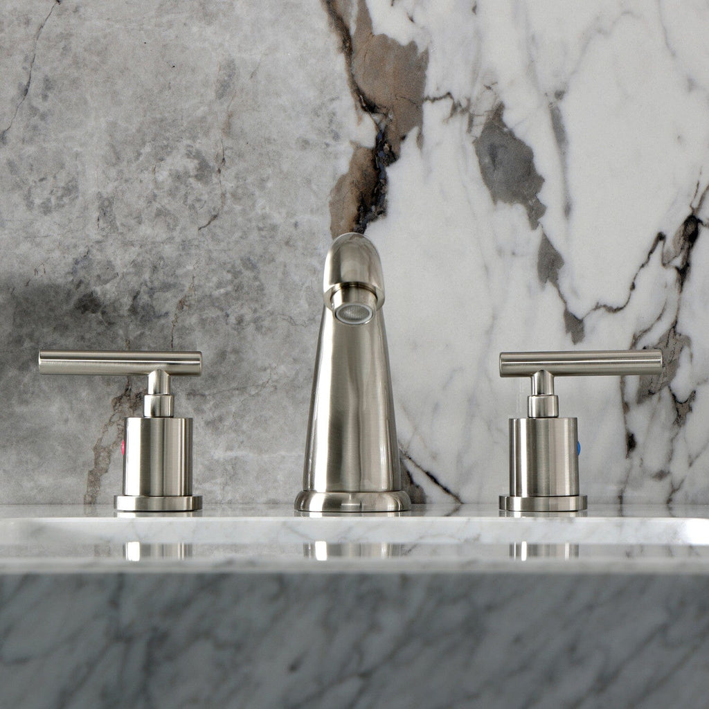 Manhattan Two-Handle 3-Hole Deck Mount Widespread Bathroom Faucet with Retail Pop-Up Drain