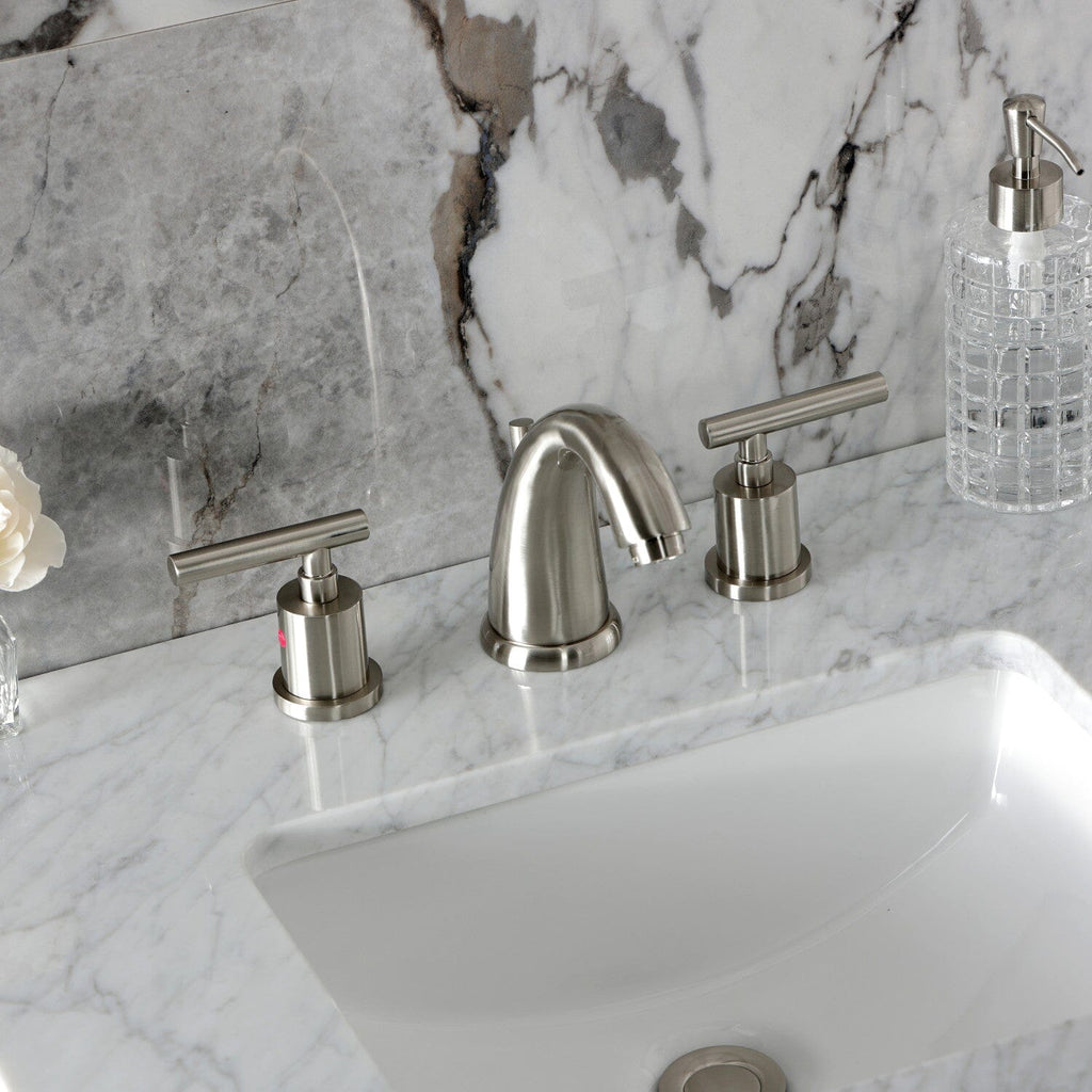 Manhattan Two-Handle 3-Hole Deck Mount Widespread Bathroom Faucet with Retail Pop-Up Drain