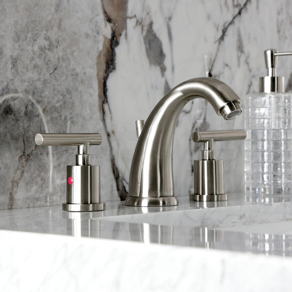 Manhattan Two-Handle 3-Hole Deck Mount Widespread Bathroom Faucet with Retail Pop-Up Drain