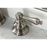 Victorian Two-Handle 3-Hole Deck Mount Widespread Bathroom Faucet with Brass Pop-Up Drain