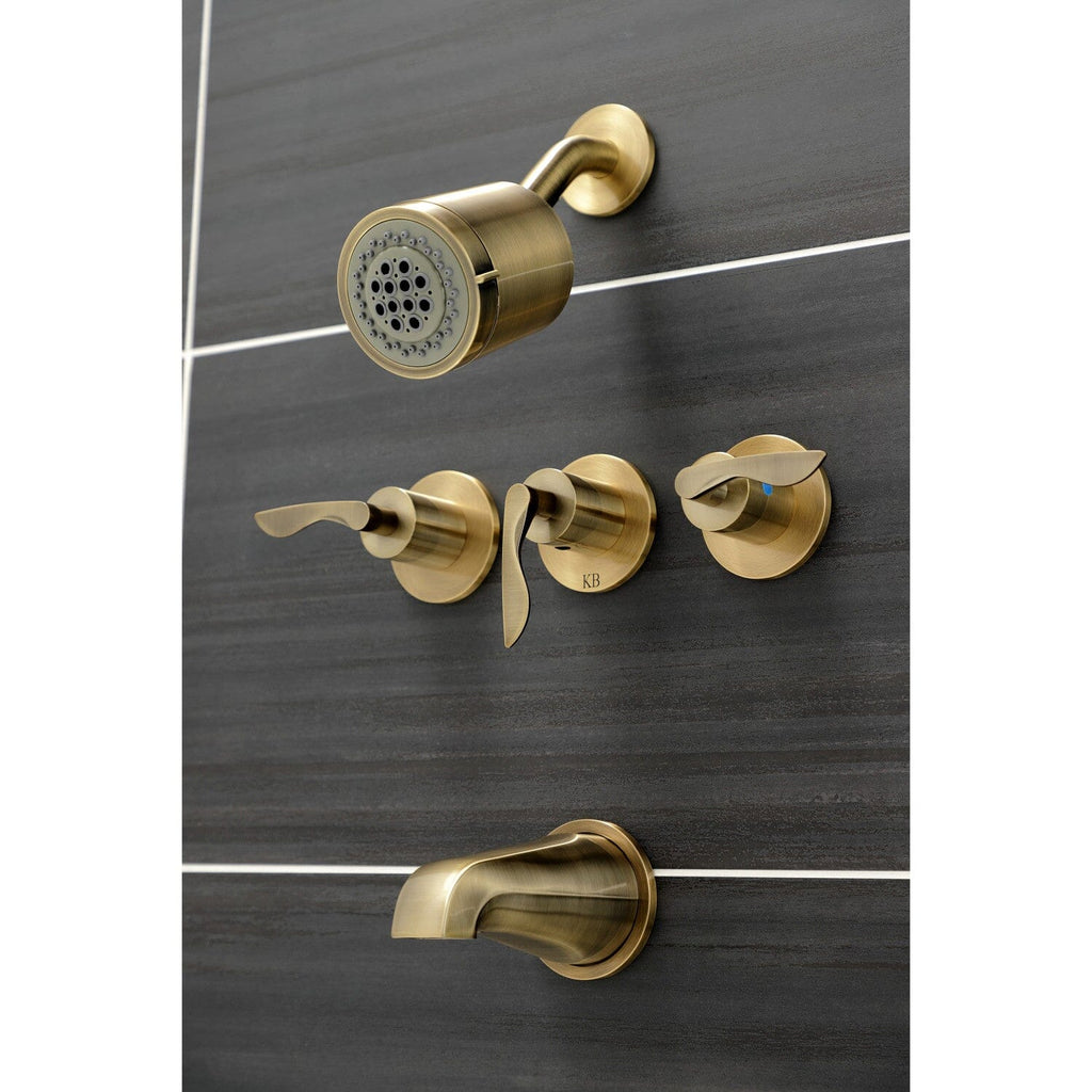 Serena Triple-Handle Tub and Shower Faucet