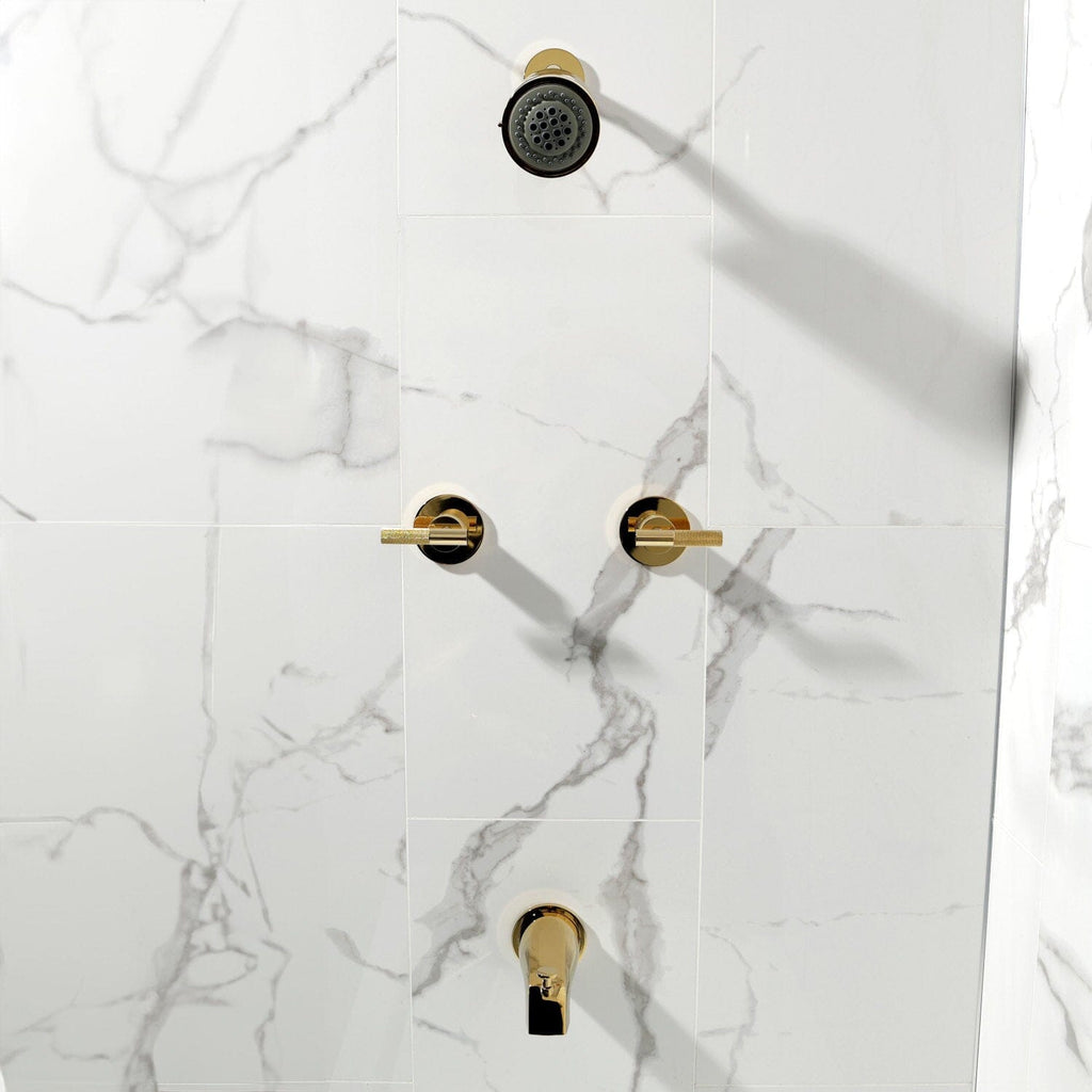 Convergent Double-Handle Tub and Shower Faucet with Knurled Handle