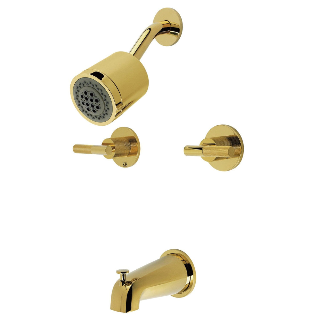 Convergent Double-Handle Tub and Shower Faucet with Knurled Handle