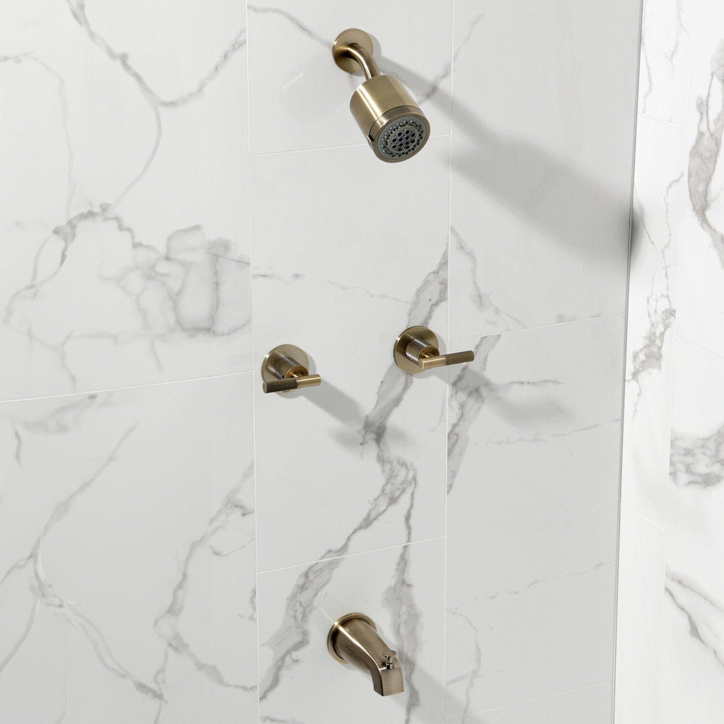 Convergent Double-Handle Tub and Shower Faucet with Knurled Handle