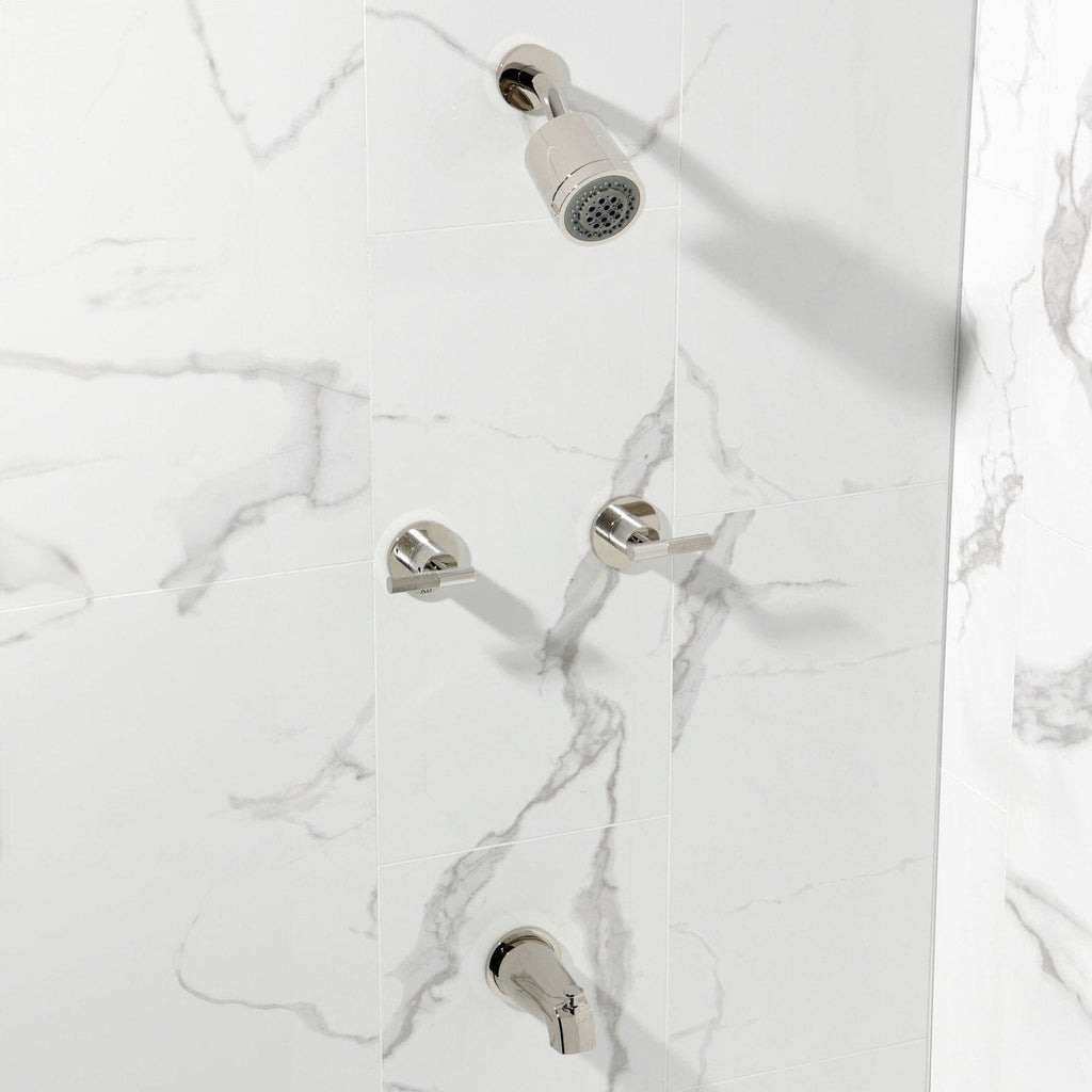 Convergent Double-Handle Tub and Shower Faucet with Knurled Handle