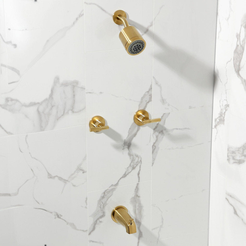 Convergent Double-Handle Tub and Shower Faucet with Knurled Handle