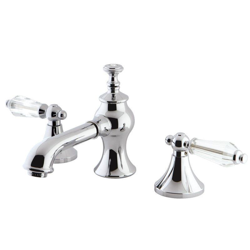 Wilshire Two-Handle 3-Hole Deck Mount Widespread Bathroom Faucet with Brass Pop-Up