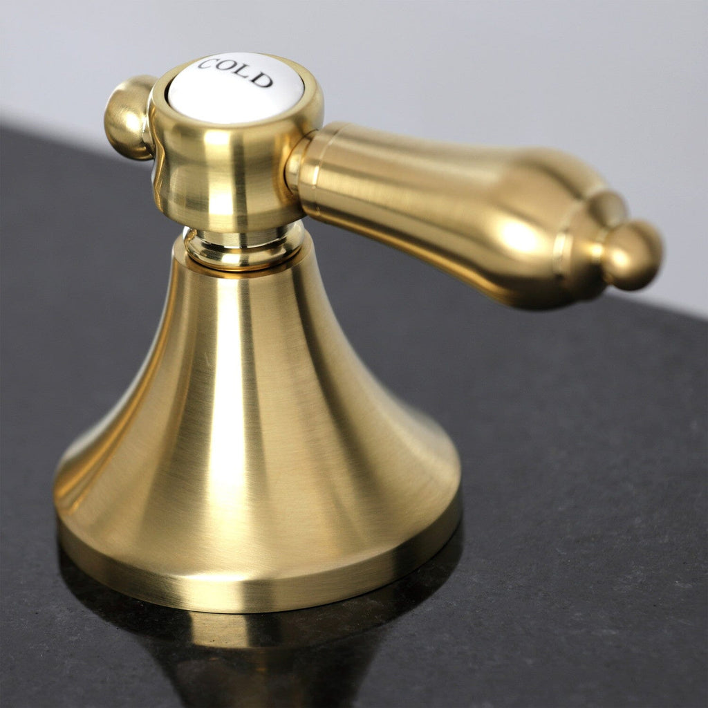 Heirloom Two-Handle 3-Hole Deck Mount Widespread Bathroom Faucet with Brass Pop-Up Drain