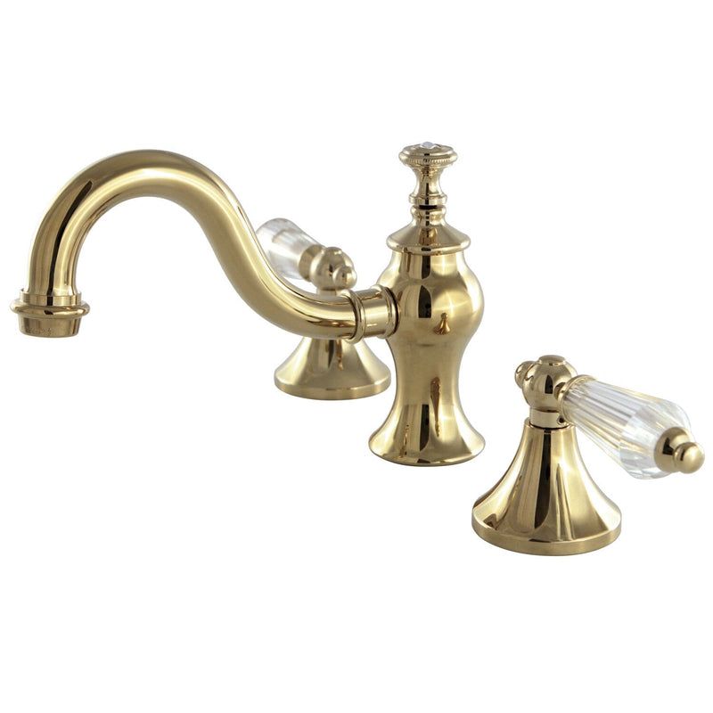 Wilshire Two-Handle 3-Hole Deck Mount Widespread Bathroom Faucet with Brass Pop-Up Drain