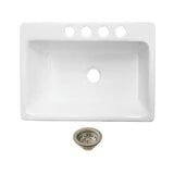 Towne 33-Inch Cast Iron Single Bowl Undermount Kitchen Sink (4-Hole) with Strainer
